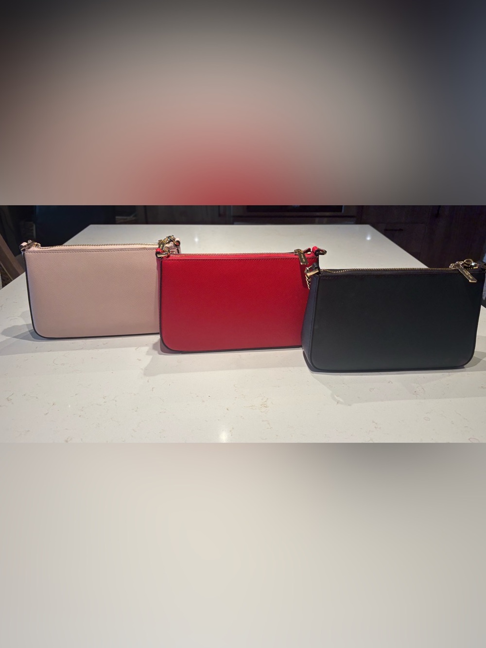 MICHEAL KORS 100% Leather, Powder Blush w/ Gold Accents, also red & black - Picture 9 of 11